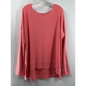 Fresh Produce Women’s Oversized Waffle Knit Long Sleeve Top Apricot M/L